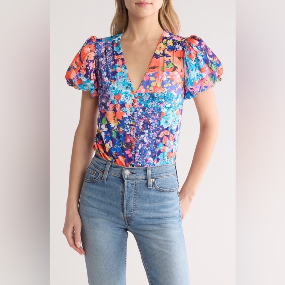 NWOT! AFRM Fanny Floral Puff‎ Sleeve Bodysuit